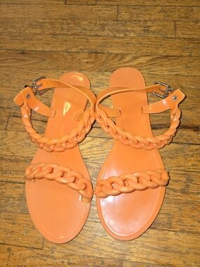Givenchy Orange Chain-Strap Jelly Sandals - Women